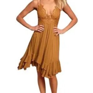 Free People Adella Slip Dress Lace Trimmed in Pink XS